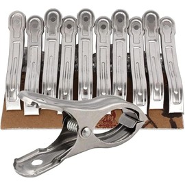 LATRAT Towel Clip, Pack of 10 Stainless Steel Beach Towel Clips, Metal Clips Jumbo Size Towel Clip for Beach Pool Daily Laundry, Heavy Bath Towel