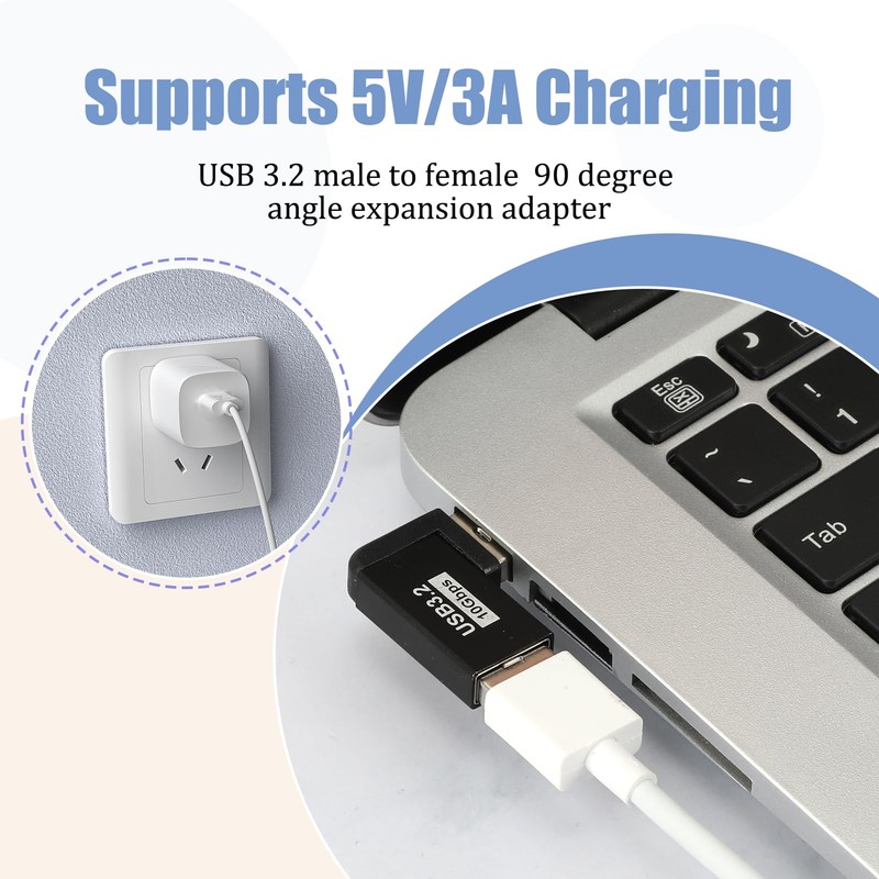 2 PCS USB Winkelstecker 90 Grad USB 3.2 Winkel Adapter,