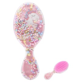 Haarbürste für Kinder, Mädchen, Einhorn, oval, transparent, Massage, Kopfleder, verheddert nicht, für lockiges und langes Haar, tragbare Bürste für Reisen und den Heimgebrauch