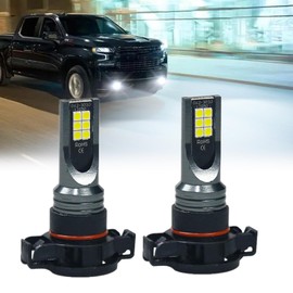 LED Fog Light Bulbs for Chevy Silverado 1500 2500HD 2007-2019, 2504 PSX24W 12276 LED Fog Light Bulbs, 3200 Lumens Super Bright, 6000K Xenon White, 3030 12 SMD Chips, DRL Replacement Lamps