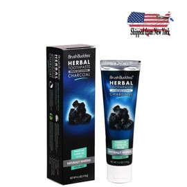 Brush Buddies Herbal Toothpaste with Activated Charcoal Naturally Whitens Mint
