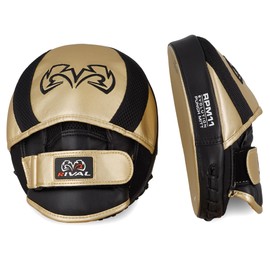 RIVAL Boxing RPM11 Evolution Punch Mitts, Pre-Curved Oval Punching Surface, Padded Finger Cover, and Stabilizing Wrist Strap
