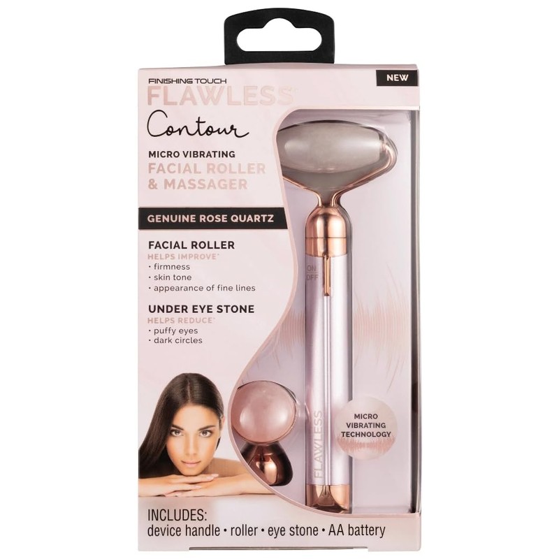 Finishing Touch Flawless Contour Vibrating Facial Roller & Massager, Rose