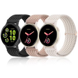 Conidido Braid Bands Compatible with Garmin Forerunner 165/Vivoactive 5 Watch Bands, 3 Pack 20mm Stretchy Nylon Loop Soft Sport Band Quick Release Wristband Breathable Elastic Strap for Men Women
