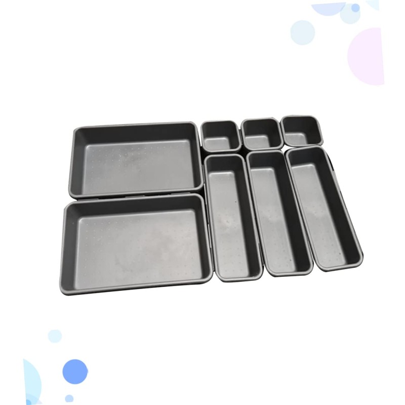 CHILDWEET 8pc Plastic Storage Boxes Lids Compartment Drawer Organizers Desk