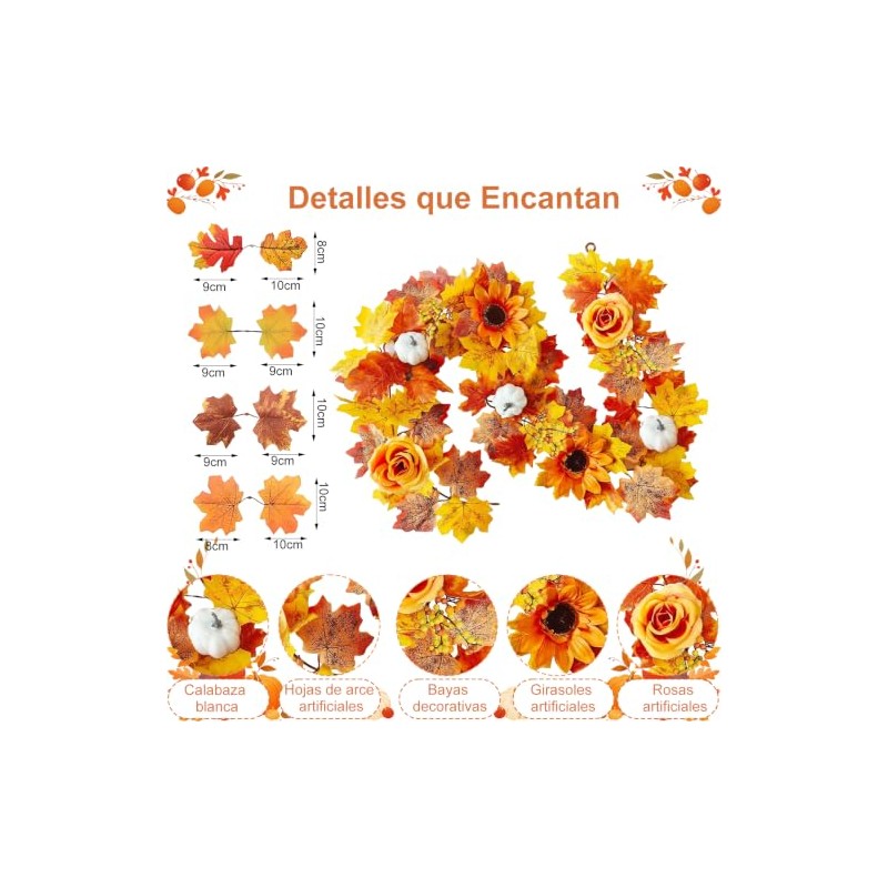 Guirnaldas de otoño,Guirnalda de hojas de arce artificiales, Decoración de