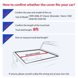 BOKFold Soft Roll-Up Bed Cover Tonneau Cover for 99-06,07 Classic Silverado 1500 8FT