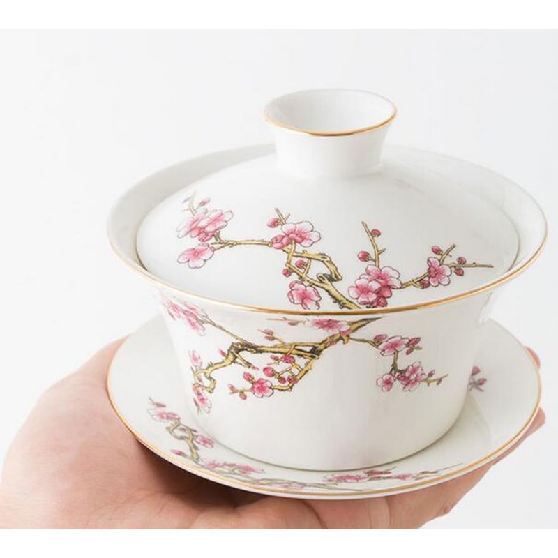 YBK Tech 10oz Large Gaiwan, Porcelain Kung Fu Tea Cup