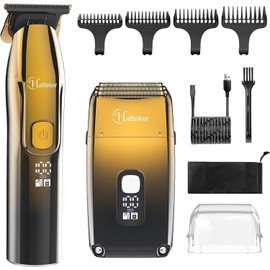 Hatteker Recortadora con afeitadora electrica kit Rasuradora para hombre Cuchilla de afeitar de triple hoja Maquina de rasurar Inalámbrica Cortadora de pelo Kit barba Profesional IPX7 resistente al agua