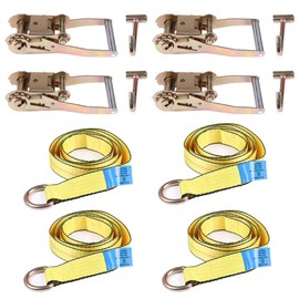 cciyu Tow Strap, Lasso Wheel Lift Straps 3335 LBs Capacity Tie-Down Ratchet Straps with 2 Ratchet J Finger Hooks for Recover Your Vehicle