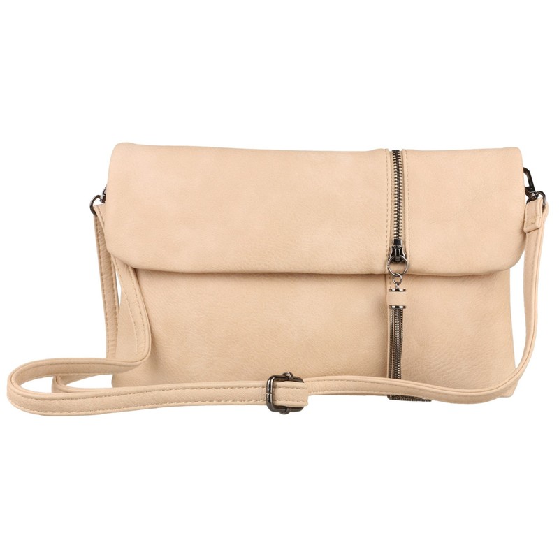 Girly Handbags Zip Flap Clutch Bag, beige