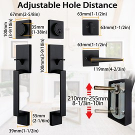 NEWBANG Front Double Door Traditional Style Keyed Entry Door Handleset with Lever Handle in Matte Black,(Keyed and Dummy Set),MDHST2010DB-SET-BR-TMC