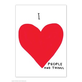 Funny Humorous 'David Shrigley I Love People' Novelty Postcard