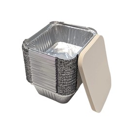 Matangi Plus 1000 x Silver Aluminium Foil Containers & Lids Size Medium Foil No.2 Tray Takeaway Containers for BBQ