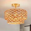 Fenluster Rattan Ceiling Light 12.6 Inch Boho Semi Flush Mount
