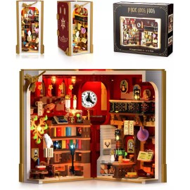INSOON Magic Book Nook Building Kit Set with LED 3.6mm Miniature DIY Bookend Toy
