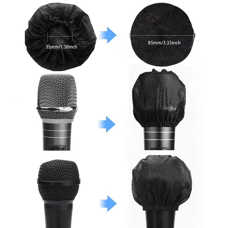 100PCS Microphone Cover Disposable Non-Woven Microphone Windscreen Protective Cap Karaoke