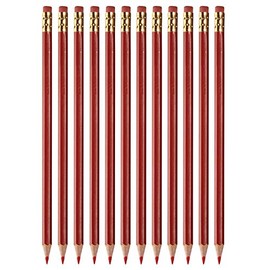 Grading Checking Erasable Pencils, Pre-Sharpened #2 HB Red Pencils, With Eraser Tops - 12-Pack