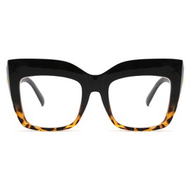FEISEDY Square Oversized Reading Glasses Blue Light Blocking Reader Glasses Frame Eyewear Women B2627 Black-leopard 1.25x