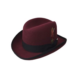 Deluxe Homburg Fedora in Bordeaux with Black Band (Small = 21.5")