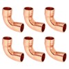 PATIKIL 1/4" ID 0.8mm Thick Elbow Copper Fitting, 6pcs 99.9%