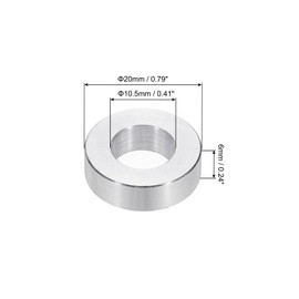 PATIKIL M10 Aluminum Spacers, 6pcs 3/8" x 3/4" Round Metal Spacers for 3/8 or M10 Screw Bolts, Unthreaded Standoff 1/4"L, 10.5x20x6mm