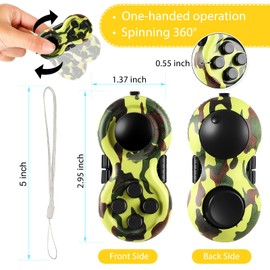 2 piezas Fidget Pad Sensorial Fidgets Controller Pad de mano Fidget Game Pad Sensory Educativo Juguete para TDAH ADD TOC, autismo, ansiedad y alivio del estrés (estilo camuflaje)