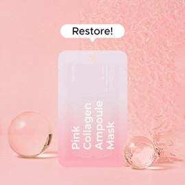 freemay Vegan Pink Collagen Ampoule Mask for Face, Anti-Wrinkle Lifting Mask, All Skin Types for lifting, moisturizing, and firming, Eve Certified, 10 Sheets