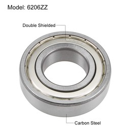 sourcing map 6206ZZ Deep Groove Ball Bearings Z2 30mm X 62mm X 16mm Double Shielded Carbon Steel