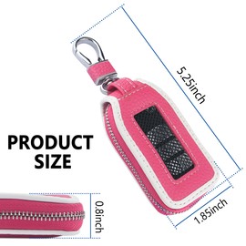 Stacool Leather Car Key Fob Cover with Mesh Window,Universal Key Fob Case Key Fob Protector Car Accessories for Protecting Keys (Pink/White)