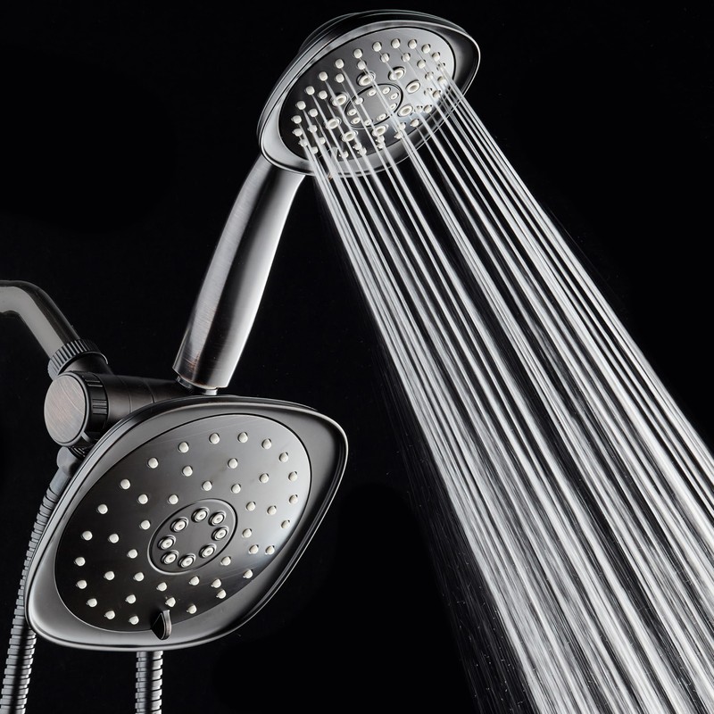 AquaDance Luxury Square High-Pressure Giant 7.3" Rain Shower Head/Handheld Spa