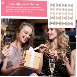 Healeved 50pcs Nail Art Bow Tie Charms Rhinestone Nail Decoration for Designs for Home Use and Beauty Salons Suitable for Natural and Fake