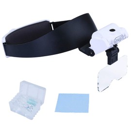 ENJOHOS Lupenbrille Kopflupe,Kopfbandlupe mit Licht,Verstellbarem LED Licht Lupe für Juweliere Uhrmacher,Juweliere und Reparatur 5 Abnehmbare Linsen 1.0X bis 3.5X