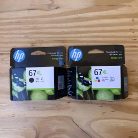 HP 67XL Genuine Ink Cartridges in Retail Box, 1 Black + 1 Tricolor, Exp 2026