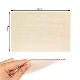Samcos Wood Ultra Thin Plank, Wood, DIY Crafts, 11.8 x 7.9 inches (300 x 200 mm), Thickness 0.06 inch (1.5 mm), Set of 4, Wood Sheet Model, Handmade, Unpainted, Craft Material, Ultra Thin, Ultra Light, Convenient Plank, Carving, Art Supplies