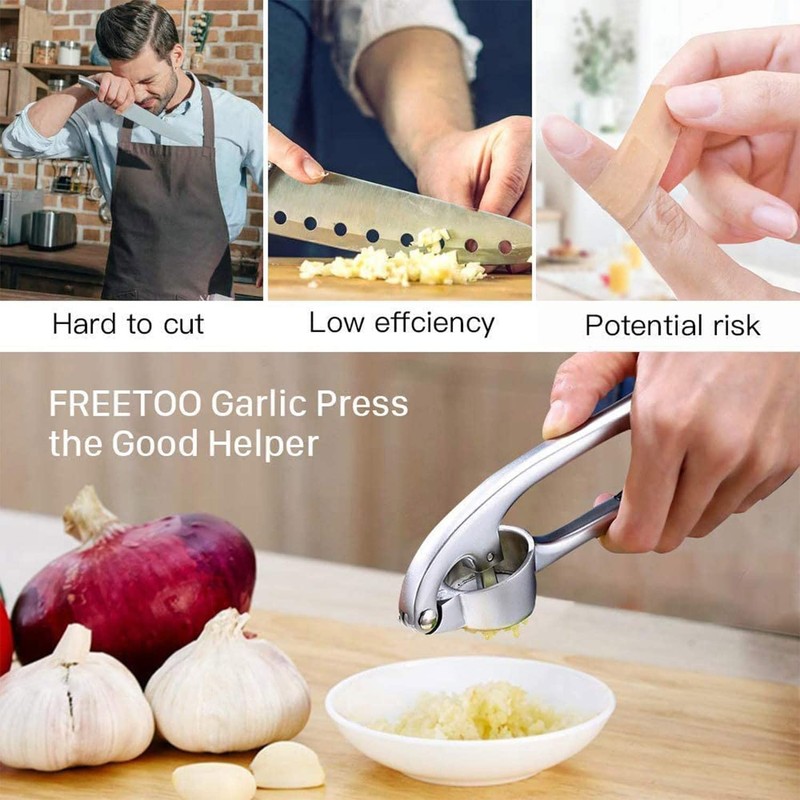 Garlic Press, Stainless Steel Garlic Cutter, Robust Durable Garlic Mill,