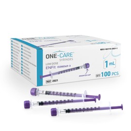 MediVena ONE-CARE Lab Syringes 1ml ENFit with Mounted Cap, Sterile, Low Dead Space, 30/bx Blister-Packed Syringes