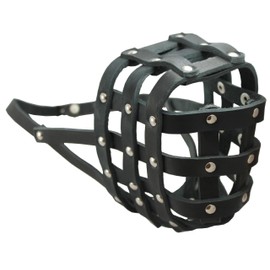 Real Leather Dog Basket Muzzle #113 Black (Circumference 16", Snout Length 4") Mastiff, Newfoundland