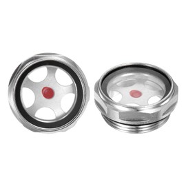 M METERXITY 2-Pack Air Compressor Oil Sight Glass, M42 x 2mm Toughened Glass No Leak Hex Oil Liquid Level Gauge Air Compressor Fittings W O-Ring for Air Compressor/Pump/Tank Sight Plug Window