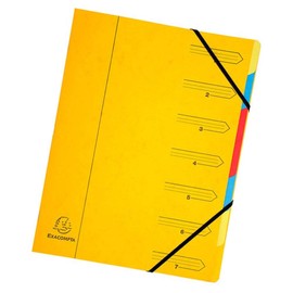 Exacompta - Ref 54079E - Stapled Spine Multipart File - 245 x 320mm in Size, Suitable for Storing A4 Documents - 7 Tabbed Sections - Yellow Cover with Multicoloured Tabs