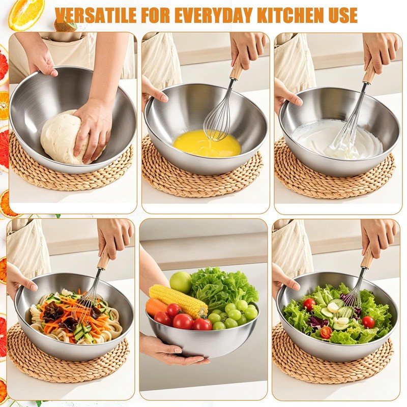 TINSKY 3 Pcs Stainless Steel Mixing Bowls Set Food Grade