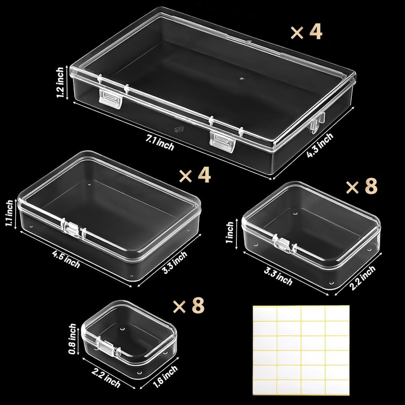 Mauproy 24 Pack Mixed Sizes Small Plastic Storage Containers, Mini