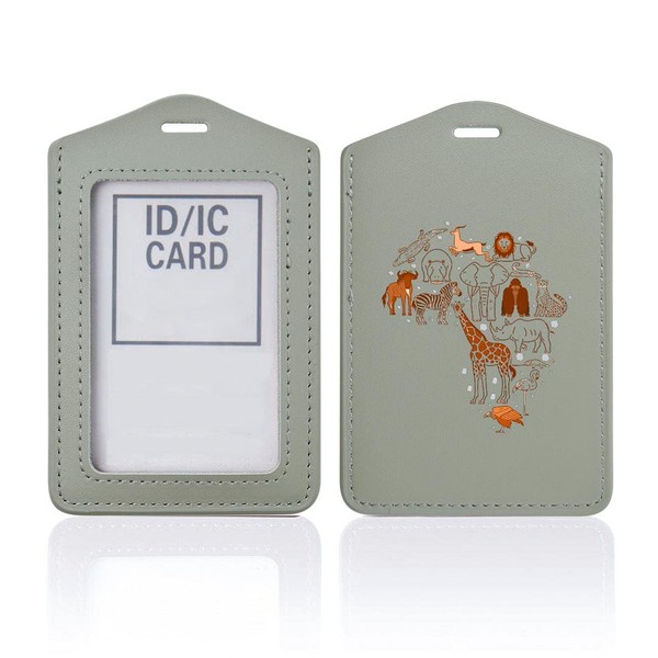 パスケース 定期入れ IC IDカード入れ グレー ネックストラップ付 社員証入れ 通学 通勤 passcase