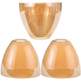 GoldSwift Bell Shade Lighting Fixture Glass Shade Replacement, 5.9"W x 5"H, 3 Pack Clear Amber Seeded Bubble Glass Shade Globe Cover for Chandelier Pendant Light Wall Sconce, 1-5/8 Inch Fitter