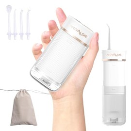 Irrigador dental portátil de agua de viaje: mini irrigador oral inalámbrico con tanque telescópico de 180 ml, 3 modos 5 boquillas, IPX7 impermeable limpiador de dientes para aparatos