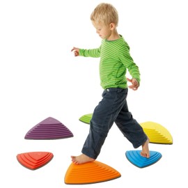 GONGE River Stones - The Original Non-Slip Stepping Stones for Kids - Balance, Coordination, Motor Skills - Vibrant Colors - Set of 6