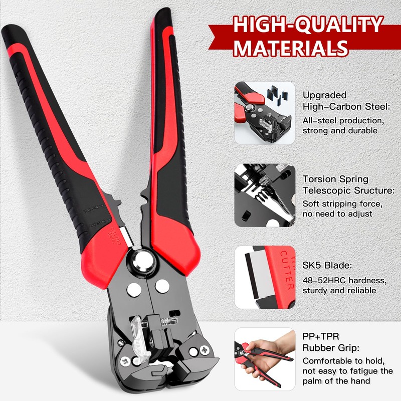 Wire Stripper, Automatic Wire Stripper and Cutting Pliers for 0.2-6mm²