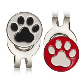 Ikiretmua Golf Marker Paw Magnetic Golf Marker Clip with Hat Clip Pedestal Magnetic Clip Golf Equipment Golf Goods Father's Day Gift (Red + White (Set of 2))