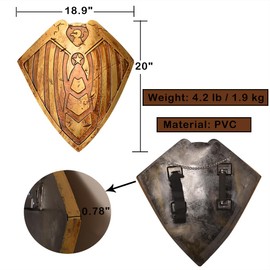 COSWOR 18.9×20" PVC Retro Style Gold Soldier Boy Shield with Eagle Emblem for Cosplay, Collection, Home Decor