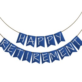 Retirement Party Decoration - Happy Retirement Blue & Silver Banner For Coworks Women Men - Wall Hanging Decor for Outdoor Mantle Fireplace - Farewell Party Supplies & Decor Banner for Home Office-A04